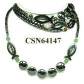 Colored Semi precious Stone Hematite Fish Pendant Chain Choker Fashion Necklace